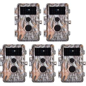 5-Pack HD Game & Deer Trail Cameras 24MP Photo 1296P MP4 Video Night Vision Motion Activated Waterproof No Glow for Outdoor Wildlife Hunting, Backyard Security, Animal Observation, Photo & Video Model in Kuwait