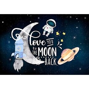MEHOFOND Love You to The Moon and Back Backdrop Baby Shower Party Decoration Outer Space Rocket Astronaut Birthday Cake Table Banner Photography Background Photo Studio Props 7x5ft in Saudi Arabia