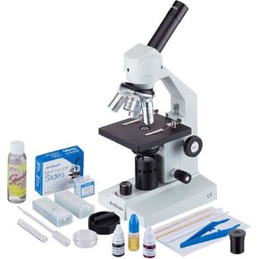 AmScope M500C-LED-SP14-CLS-50P100S 40x-2500x Cordless LED Compound Biological Microscope with Extensive Slide Preparation Kit in Saudi Arabia