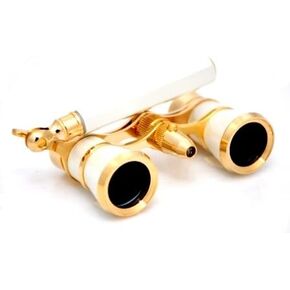 Finissimo Optics 3x25 Black Opera Glasses with Chain Necklace / Theater Binoculars / with Gold Trim in Kuwait