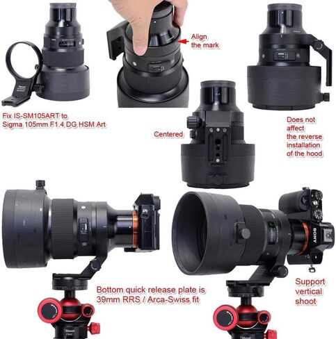 iShoot 82mm Tripod Mount Ring Lens Collar Compatible with Sigma 105mm f/1.4 DG HSM Art & Sigma 100-400mm f/5-6.3 DG DN OS, Lens Support Holder Bracket Bottom is Arca-Swiss Fit Quick Release Plate in Saudi Arabia