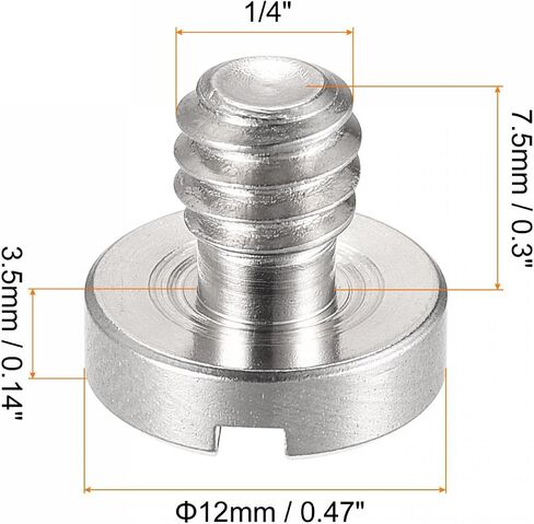 uxcell Camera Tripod Screw - 1/4" Male Mounting Screw Adapters Slotted 0.3" Length for Camera Stand Microphone Holder of Stainless Steel, 2Pcs in Saudi Arabia