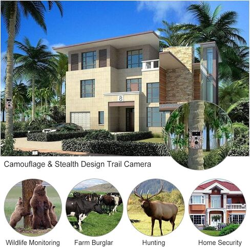 5-Pack HD Game & Deer Trail Cameras 24MP Photo 1296P MP4 Video Night Vision Motion Activated Waterproof No Glow for Outdoor Wildlife Hunting, Backyard Security, Animal Observation, Photo & Video Model in Kuwait