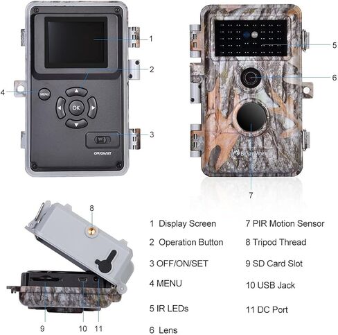 5-Pack HD Game & Deer Trail Cameras 24MP Photo 1296P MP4 Video Night Vision Motion Activated Waterproof No Glow for Outdoor Wildlife Hunting, Backyard Security, Animal Observation, Photo & Video Model in Kuwait