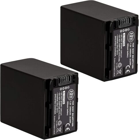 BM Premium 2 Pack NP-FV100A High Capacity Batteries for Sony FDR-AX30 FDR-AX33 FDR-AX53 FDR-AX700 FDR-AX100 FDR-AX35 HXR-MC50 HXR-MC88 HX-RNX80 PXW-Z90V NEX-VG10 NEX-VG20 NEX-VG30 NEX-VG900 Camcorders in Kuwait