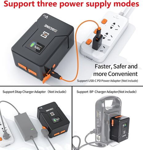 HolaFoto ZGCINE ZG-V99 V Mount Battery 99Wh 14.8V 6800mAh بطارية ليثيوم على شكل حرف V مع مخرج D-TAP BP USB-C USB-A لـ BMPCC 4K 6K Pro، ZCAM، Canon EOS R5C، Sony FX3، لسوني/الصور/الاستوديو in Saudi Arabia