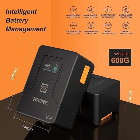 HolaFoto ZGCINE ZG-V99 V Mount Battery 99Wh 14.8V 6800mAh بطارية ليثيوم على شكل حرف V مع مخرج D-TAP BP USB-C USB-A لـ BMPCC 4K 6K Pro، ZCAM، Canon EOS R5C، Sony FX3، لسوني/الصور/الاستوديو in Saudi Arabia