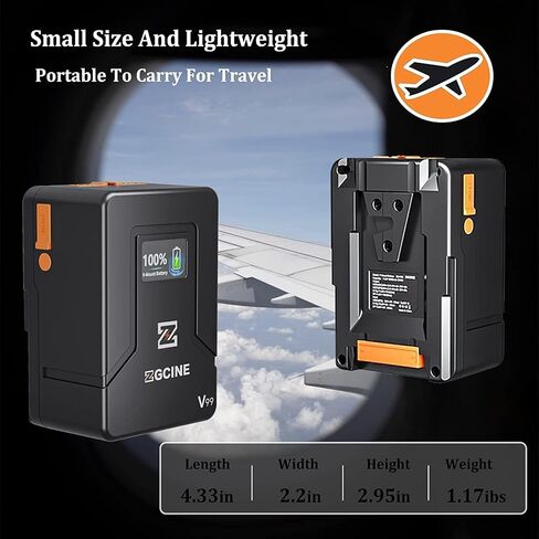 HolaFoto ZGCINE ZG-V99 V Mount Battery 99Wh 14.8V 6800mAh بطارية ليثيوم على شكل حرف V مع مخرج D-TAP BP USB-C USB-A لـ BMPCC 4K 6K Pro، ZCAM، Canon EOS R5C، Sony FX3، لسوني/الصور/الاستوديو in Saudi Arabia