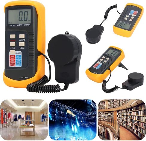 Light Meter Digital Illuminance Meter Handheld 2 Digit Color LCD Display 0.1‑200000LX Illuminometer with Storage Box for Library in Saudi Arabia
