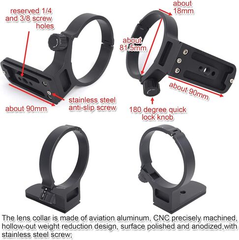 Metal Lens Collar Holder Tripod Mount Ring for Tamron 100-400mm f/4.5-6.3 Di VC USD Lens A035(for Canon and Nikon), Built-in Arca-Swiss Type Quick Release Plate with 1/4" and 3/8" Screw Holes in Kuwait
