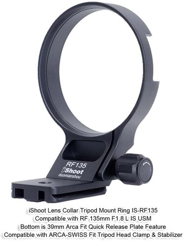 iShoot Metal Lens Collar Tripod Mount Ring Compatible with Canon RF 135mm f/1.8 L IS USM & Arca Fit Stabilizer, Lens Support Holder Bracket Bottom is Arca-Swiss Fit Quick Release Plate Dovetail Groove in Saudi Arabia