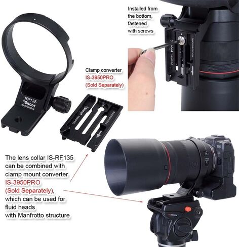 iShoot Metal Lens Collar Tripod Mount Ring Compatible with Canon RF 135mm f/1.8 L IS USM & Arca Fit Stabilizer, Lens Support Holder Bracket Bottom is Arca-Swiss Fit Quick Release Plate Dovetail Groove in Saudi Arabia
