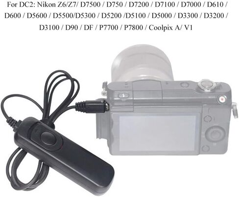 Camera Wired Shutter Remote Trigger for Nikon D750 D5300 D5600 D7100 D610 D600 D5600 D5500 D5300 D5200 D5100 D5000 D3300 D3200 D3100 D90 DF P7700 P7800 Z6 Z7 in Saudi Arabia