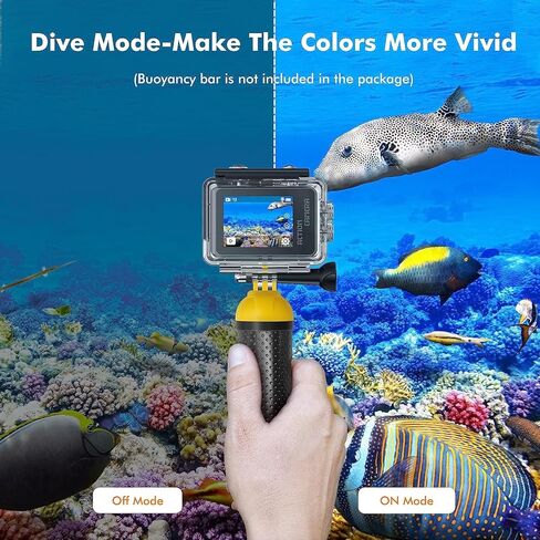 Ourlife Action Camera 5K 30FPS, Ultra HD Waterproof Sports Camera with 6PCS UV Lens Filter, 48MP Photos, Front LCD and Touch Rear Screen, 2 Batteries, Diving Mode Underwater Camera in Kuwait