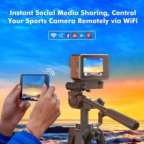 Ourlife Action Camera 5K 30FPS, Ultra HD Waterproof Sports Camera with 6PCS UV Lens Filter, 48MP Photos, Front LCD and Touch Rear Screen, 2 Batteries, Diving Mode Underwater Camera in Kuwait