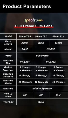 7artisans 85mm T2.0 Full Frame Large Aperture Cine Cinematic Professional Film Lens for Sony E Mount Mirrorless Camera A6000 A6300 A6400 A7C A7SII A7MII A7MIII A7MIV A9 A7RII A7RIII in Saudi Arabia