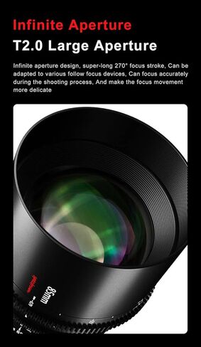 7artisans 85mm T2.0 Full Frame Large Aperture Cine Cinematic Professional Film Lens for Sony E Mount Mirrorless Camera A6000 A6300 A6400 A7C A7SII A7MII A7MIII A7MIV A9 A7RII A7RIII in Saudi Arabia