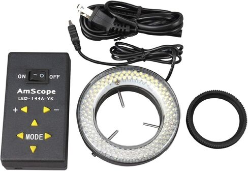 AmScope LED-144A 144-LED Lighting-Direction-Adjustable Microscope Ring Light with Adapter for Stereo Microscopes in Saudi Arabia