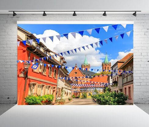 BELECO 15x10ft Fabric Oktoberfest Backdrop Germany Bavaria Town Street with Bavarian Flags Beer Festival Backdrop Rothenburg ob der Tauber Background Munich Carnival Party Decor Photo Studio Props in Saudi Arabia