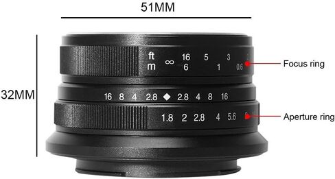 عدسات التركيز اليدوي 7artisans 25 ملم F1.8 APS-C لكاميرات سوني Emount مثل A7 A7II A7R A7RII A7S A7SII A6500 A6300 A6000 A5100 A5000 EX-3 NEX-3N NEX-3R NEX-F3K NEX-5 NEX-5N in Saudi Arabia