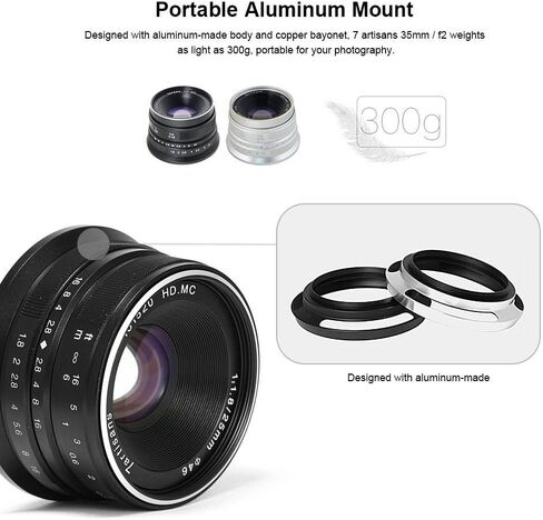 عدسات التركيز اليدوي 7artisans 25 ملم F1.8 APS-C لكاميرات سوني Emount مثل A7 A7II A7R A7RII A7S A7SII A6500 A6300 A6000 A5100 A5000 EX-3 NEX-3N NEX-3R NEX-F3K NEX-5 NEX-5N in Saudi Arabia