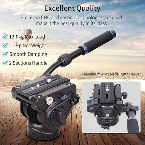 Video Camera Tripod Fluid Head-INNOREL F60,Professional Drag Pan Panoramic Fluid Head with 1/4" and 3/8" Screws Sliding Plate for DSLR Cameras,Camcorders, Telescope，Monopod,Max Load 22lbs (F60) in Saudi Arabia