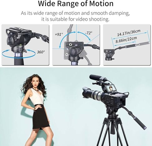 Video Camera Tripod Fluid Head-INNOREL F60,Professional Drag Pan Panoramic Fluid Head with 1/4" and 3/8" Screws Sliding Plate for DSLR Cameras,Camcorders, Telescope，Monopod,Max Load 22lbs (F60) in Saudi Arabia