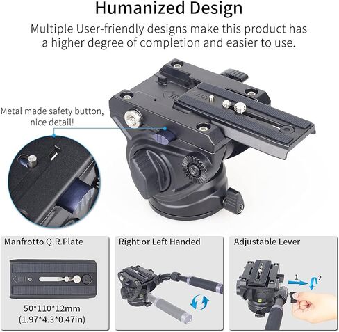 Video Camera Tripod Fluid Head-INNOREL F60,Professional Drag Pan Panoramic Fluid Head with 1/4" and 3/8" Screws Sliding Plate for DSLR Cameras,Camcorders, Telescope，Monopod,Max Load 22lbs (F60) in Saudi Arabia