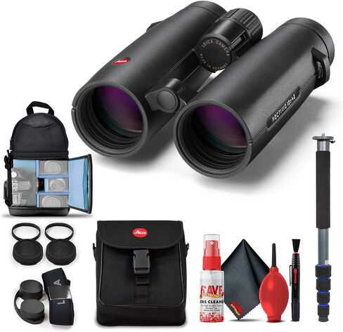 Leica 10x42 Noctivid Binoculars (Black) (40385) + Backpack + Full Size Monopod + Cleaning Set + 2 x Cap Keeper + Neck Strap in Saudi Arabia