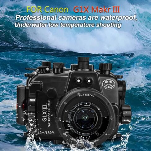 الضفادع البحرية لكانون G1X Mark III 40m/130ft تحت الماء الإسكان كاميرا الغوص مثبت مضاد للماء in Saudi Arabia