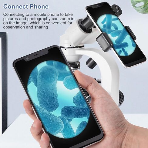 Lab Compound Binocular Microscopes 40X-6000X/10000/20000X Magnification with 2.0MP Electric Eyescope,Capturing Image,Recording Video, WF10X WF25X,Dual Power Supply Methods,10000X in Saudi Arabia