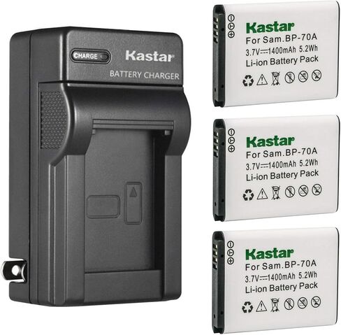 Kastar BP-70A شاحن بطارية جداري بديل لكاميرا سامسونج ST66، ST67، ST68، ST70، ST700، ST71، ST72، ST73، ST75، ST76، ST77، ST78، ST79، ST80، ST88، ST89، ST90، ST91، ST93، ST94 in Kuwait