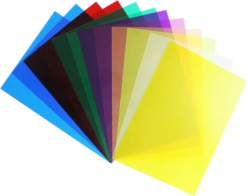 12 قطعة من فلتر جل تصحيح اللون الشفاف 9 الوان، فلتر ضوء جل 11.7 × 8.3 انش، اوراق بلاستيكية للافلام والفيديو والصور والمسرح in Kuwait