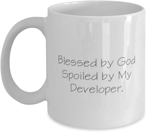 كوب Love Developer 11oz 15oz، مبارك من الله مدلل من قبل المطور الخاص بي، كوب لطيف للرجال والنساء من زملاء العمل، هدايا ممتعة للمطورين عناصر جديدة، هدايا الكمامة، قمصان مضحكة، إلخ، ألعاب الفيديو، البرامج in Saudi Arabia