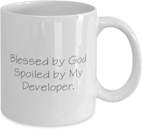 كوب Love Developer 11oz 15oz، مبارك من الله مدلل من قبل المطور الخاص بي، كوب لطيف للرجال والنساء من زملاء العمل، هدايا ممتعة للمطورين عناصر جديدة، هدايا الكمامة، قمصان مضحكة، إلخ، ألعاب الفيديو، البرامج in Saudi Arabia