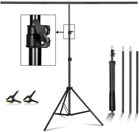 INFIJYON Photography T Shape Backdrop Stand, Adjustable Photo Background Backdrop Support Stand Kit with Clamps, for Parties, Wedding, Photography, Advertising Display in Saudi Arabia