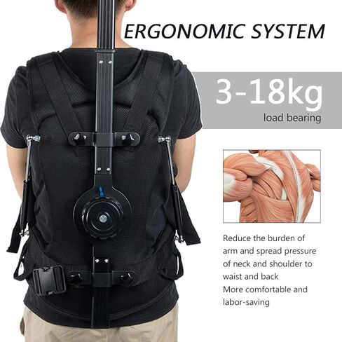 Camera Camcorder Support Vest,with Arm Camera Stabilizer, Clip Retractable, 3-18KG Heavy Duty Shock Absorb, with Waist and Chest Belts, for Sport Events, Documentaries, News, Move in Saudi Arabia
