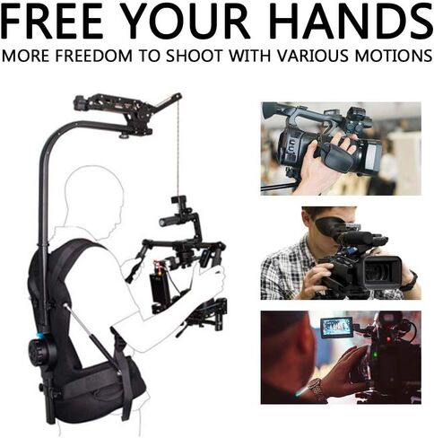 Camera Camcorder Support Vest,with Arm Camera Stabilizer, Clip Retractable, 3-18KG Heavy Duty Shock Absorb, with Waist and Chest Belts, for Sport Events, Documentaries, News, Move in Saudi Arabia