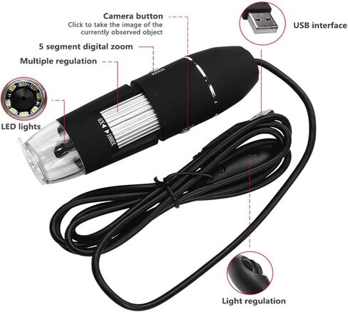 Microscope, USB Microscope Industrial Accessories, Portable Magnification, Builtin 8 LED Lights, for Phone Repair Jewelry Appraisal in Kuwait