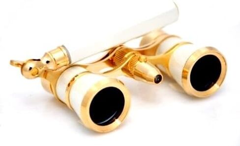 Finissimo Optics 3x25 Black Opera Glasses with Chain Necklace / Theater Binoculars / with Gold Trim in Kuwait