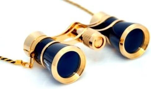 Finissimo Optics 3x25 Black Opera Glasses with Chain Necklace / Theater Binoculars / with Gold Trim in Kuwait