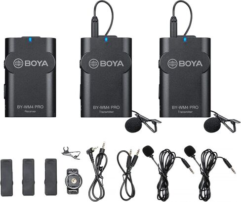 BOYA BY-WM4 Pro 2.4GHz Wireless Lavalier Microphone System Compatible with DSLR Cameras, Camcorders, iPhone, Android Smartphones, and Tablets for Recording, YouTube Video, Live Stream, Vlog, Interview in Saudi Arabia