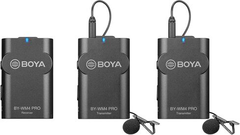 BOYA BY-WM4 Pro 2.4GHz Wireless Lavalier Microphone System Compatible with DSLR Cameras, Camcorders, iPhone, Android Smartphones, and Tablets for Recording, YouTube Video, Live Stream, Vlog, Interview in Saudi Arabia