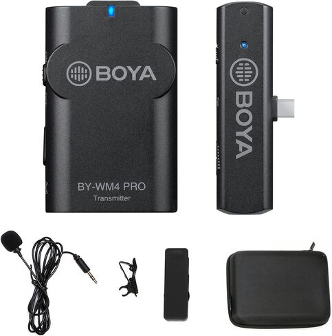 BOYA BY-WM4 Pro 2.4GHz Wireless Lavalier Microphone System Compatible with DSLR Cameras, Camcorders, iPhone, Android Smartphones, and Tablets for Recording, YouTube Video, Live Stream, Vlog, Interview in Saudi Arabia