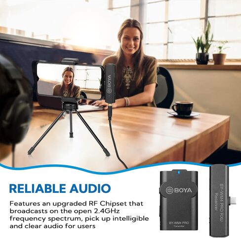 BOYA BY-WM4 Pro 2.4GHz Wireless Lavalier Microphone System Compatible with DSLR Cameras, Camcorders, iPhone, Android Smartphones, and Tablets for Recording, YouTube Video, Live Stream, Vlog, Interview in Saudi Arabia