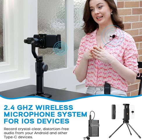 BOYA BY-WM4 Pro 2.4GHz Wireless Lavalier Microphone System Compatible with DSLR Cameras, Camcorders, iPhone, Android Smartphones, and Tablets for Recording, YouTube Video, Live Stream, Vlog, Interview in Saudi Arabia