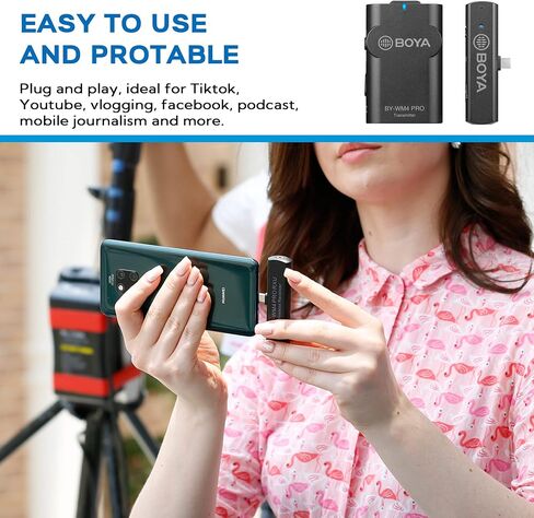 BOYA BY-WM4 Pro 2.4GHz Wireless Lavalier Microphone System Compatible with DSLR Cameras, Camcorders, iPhone, Android Smartphones, and Tablets for Recording, YouTube Video, Live Stream, Vlog, Interview in Saudi Arabia