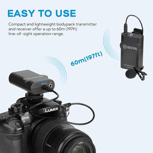 ميكروفونات BOYA by-WM4 PRO-K2 (TX+TX+RX)، نظام ميكروفون لاسلكي 2.4 جيجا هرتز متوافق مع كاميرات DSLR وكاميرات الفيديو وأجهزة iPhone والهواتف الذكية التي تعمل بنظام Android وأجهزة الكمبيوتر الشخصية والأجهزة اللوحية in Kuwait