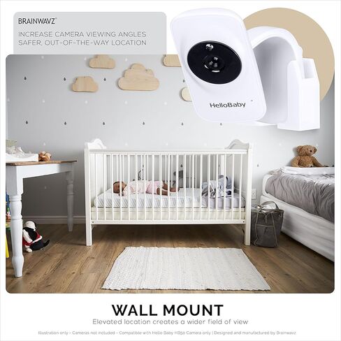 Wall Mount for HB50, (2 Pack), Adhesive Holder for Hello Baby Monitor Camera Installs in Minutes, No Mess Hanger Bracket by Brainwavz (White) in Saudi Arabia