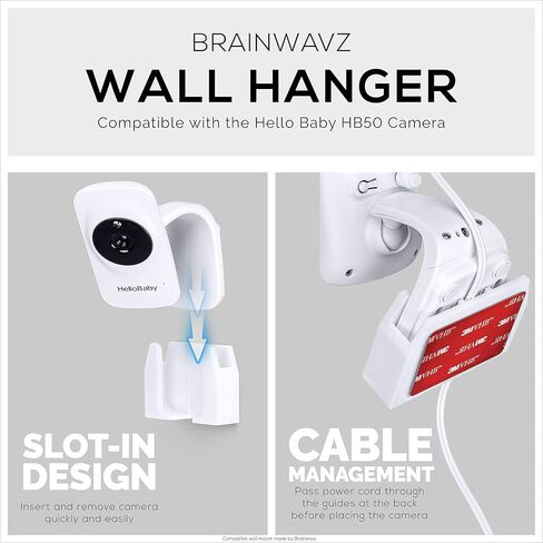 Wall Mount for HB50, (2 Pack), Adhesive Holder for Hello Baby Monitor Camera Installs in Minutes, No Mess Hanger Bracket by Brainwavz (White) in Saudi Arabia